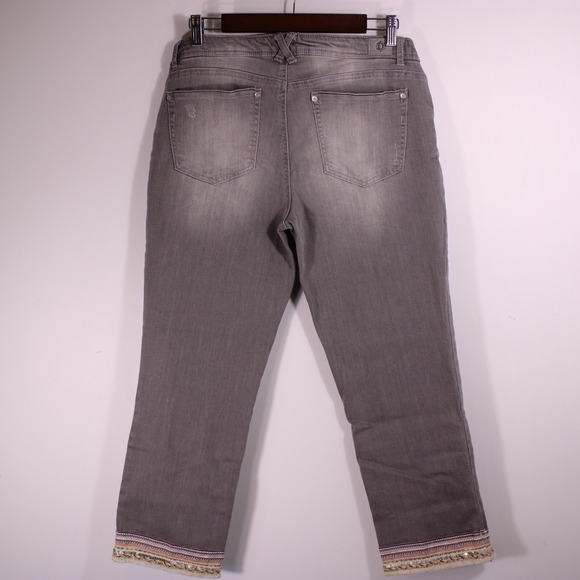 Democracy Jeans Womens 10‎ Gray Sequined Embellished Cuffs Stretch Fits32x25.25 - Picture 10 of 16
